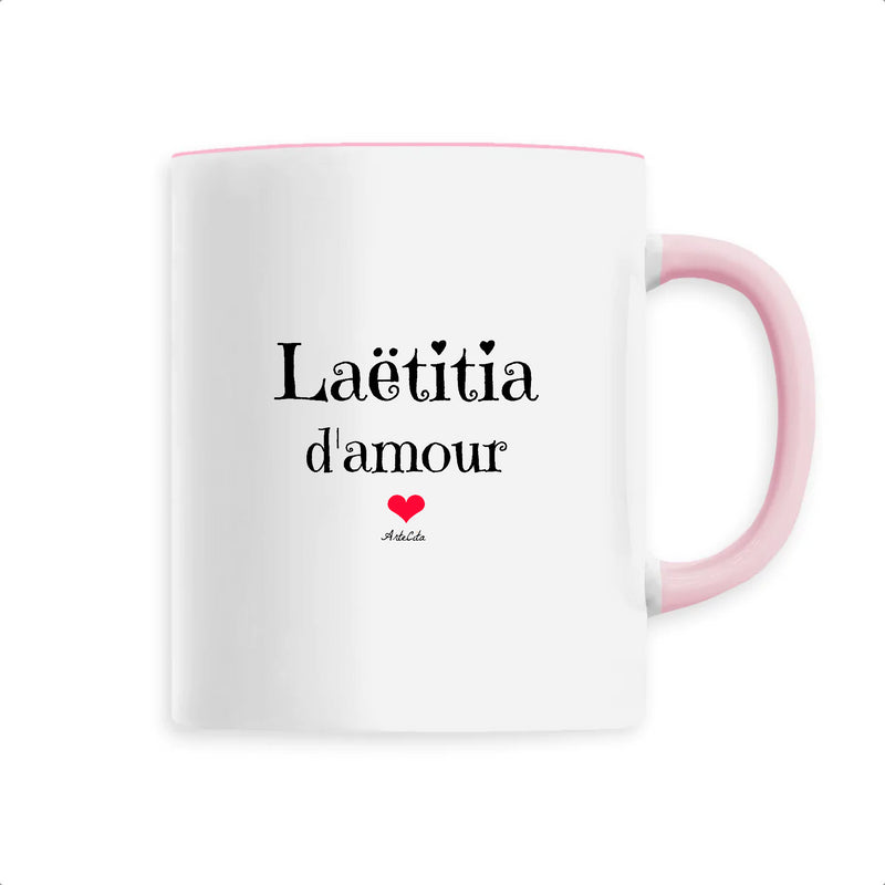 Cadeau anniversaire : Mug - Laëtitia d'amour - 6 Coloris - Cadeau Original & Tendre - Cadeau Personnalisable - Cadeaux-Positifs.com -Unique-Rose-