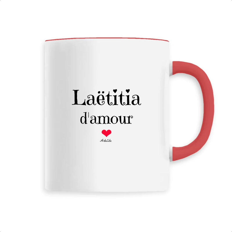 Cadeau anniversaire : Mug - Laëtitia d'amour - 6 Coloris - Cadeau Original & Tendre - Cadeau Personnalisable - Cadeaux-Positifs.com -Unique-Rouge-