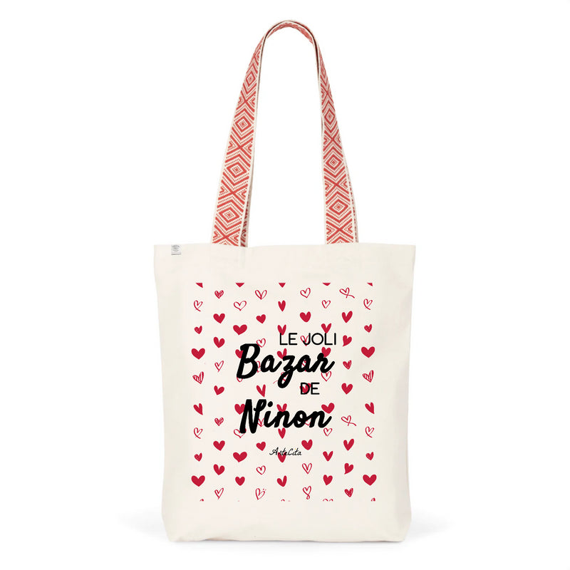 Cadeau anniversaire : Tote Bag Premium - Le joli Bazar de Ninon - 2 Coloris - Cadeau Durable - Cadeau Personnalisable - Cadeaux-Positifs.com -Unique-Rouge-