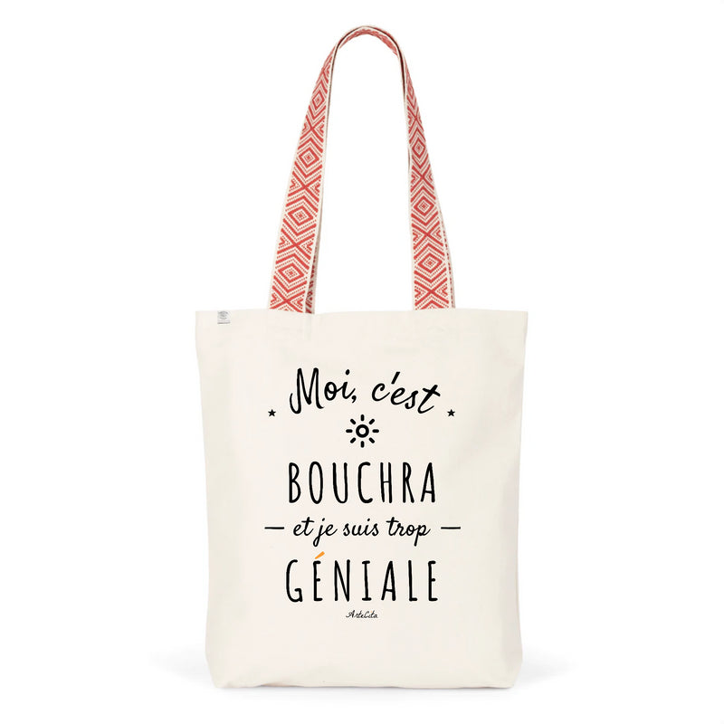 Cadeau anniversaire : Tote Bag Premium - Bouchra est trop Géniale - 2 Coloris - Durable - Cadeau Personnalisable - Cadeaux-Positifs.com -Unique-Rouge-