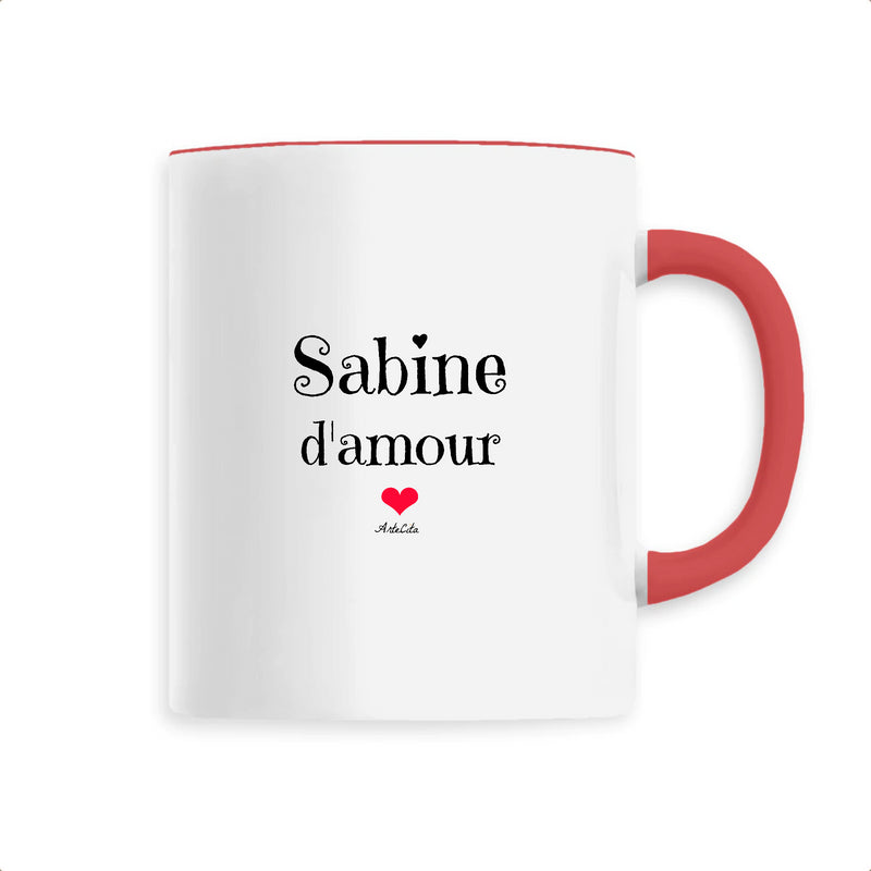 Cadeau anniversaire : Mug - Sabine d'amour - 6 Coloris - Cadeau Original & Tendre - Cadeau Personnalisable - Cadeaux-Positifs.com -Unique-Rouge-