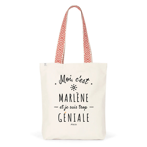 Tote Bag Premium - Marlène est trop Géniale - 2 Coloris - Durable - Cadeau Personnalisable - Cadeaux-Positifs.com -Unique-Rouge-