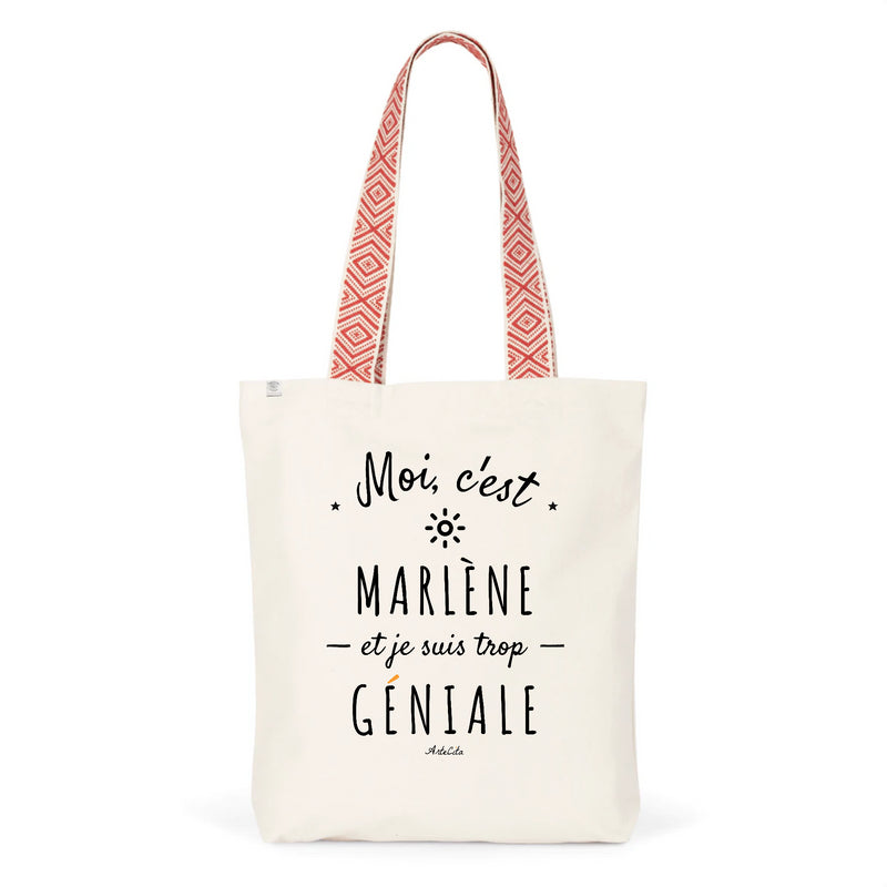 Cadeau anniversaire : Tote Bag Premium - Marlène est trop Géniale - 2 Coloris - Durable - Cadeau Personnalisable - Cadeaux-Positifs.com -Unique-Rouge-