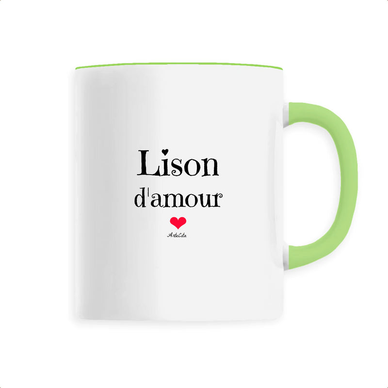 Cadeau anniversaire : Mug - Lison d'amour - 6 Coloris - Cadeau Original & Tendre - Cadeau Personnalisable - Cadeaux-Positifs.com -Unique-Vert-