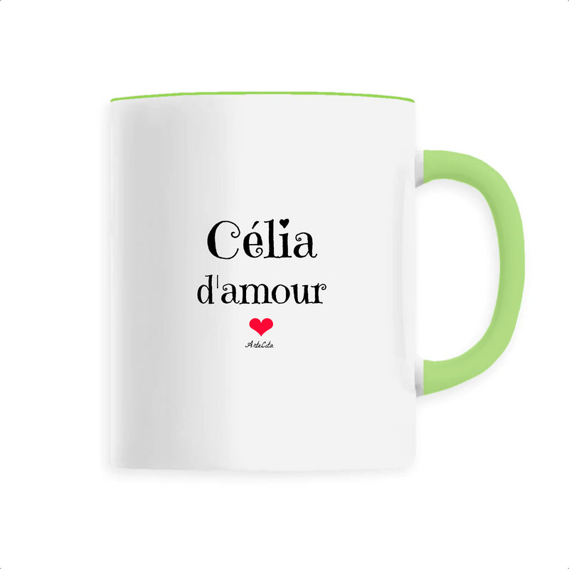 Cadeau anniversaire : Mug - Célia d'amour - 6 Coloris - Cadeau Original & Tendre - Cadeau Personnalisable - Cadeaux-Positifs.com -Unique-Vert-