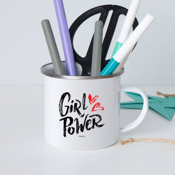 Mug - Girl Power (Coeur) - Métal émaillé - Cadeau Original - Cadeau Personnalisable - Cadeaux-Positifs.com -Unique-Blanc-