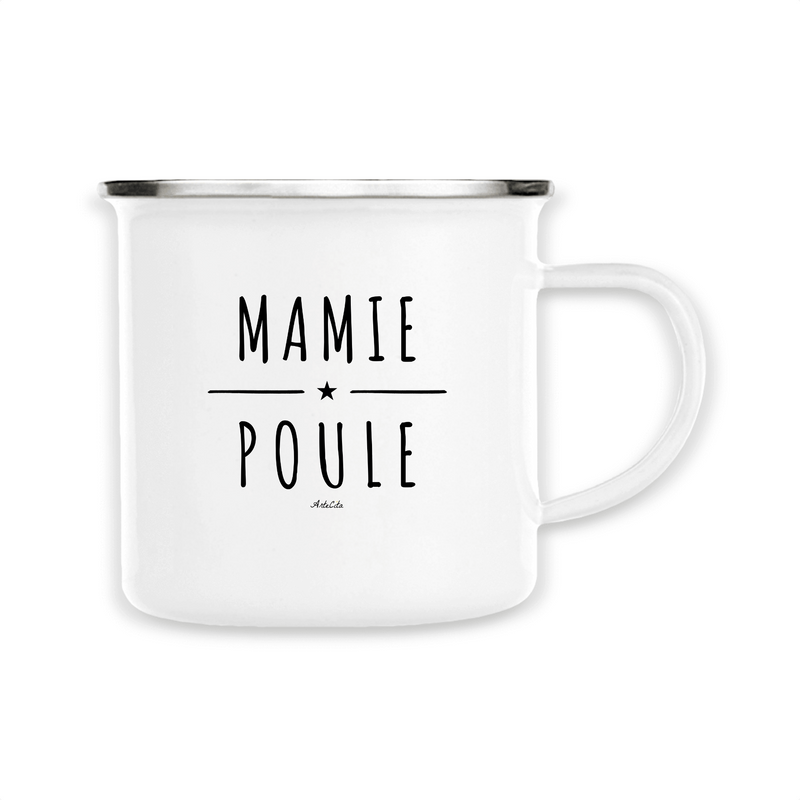 Cadeau anniversaire : Mug - Mamie Poule - Métal émaillé - Cadeau Original - Cadeau Personnalisable - Cadeaux-Positifs.com -Unique-Blanc-