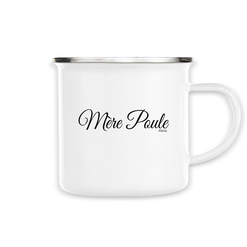 Cadeau anniversaire : Mug - Mère Poule (Cursif) - Métal émaillé - Cadeau Original - Cadeau Personnalisable - Cadeaux-Positifs.com -Unique-Blanc-