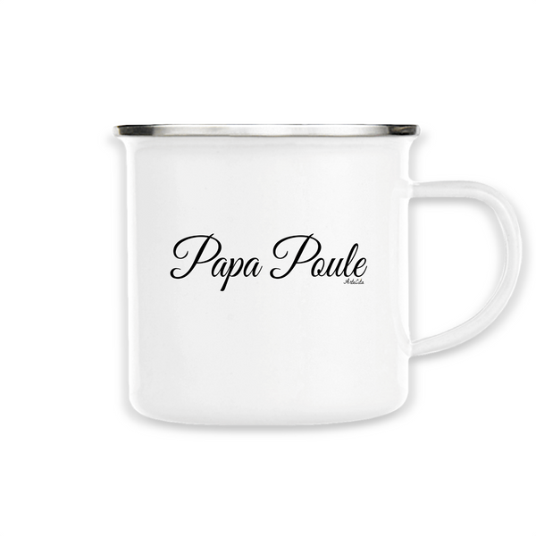 Mug - Papa Poule (Cursif) - Métal émaillé - Cadeau Original - Cadeau Personnalisable - Cadeaux-Positifs.com -Unique-Blanc-
