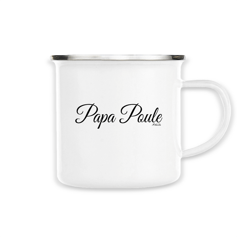 Cadeau anniversaire : Mug - Papa Poule (Cursif) - Métal émaillé - Cadeau Original - Cadeau Personnalisable - Cadeaux-Positifs.com -Unique-Blanc-