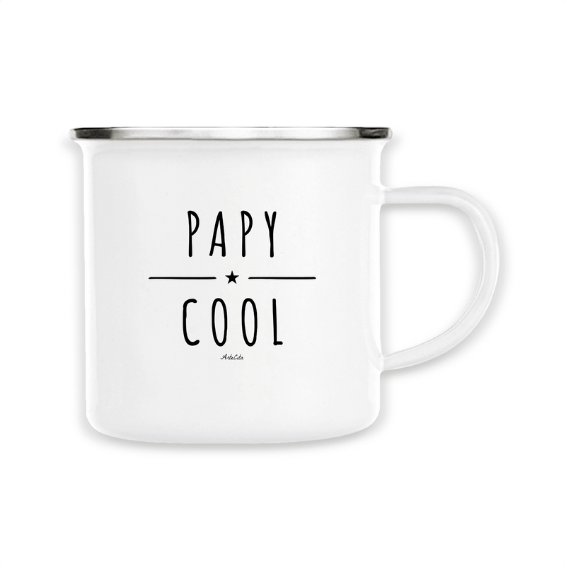 Cadeau anniversaire : Mug - Papy Cool - Métal émaillé - Cadeau Original - Cadeau Personnalisable - Cadeaux-Positifs.com -Unique-Blanc-
