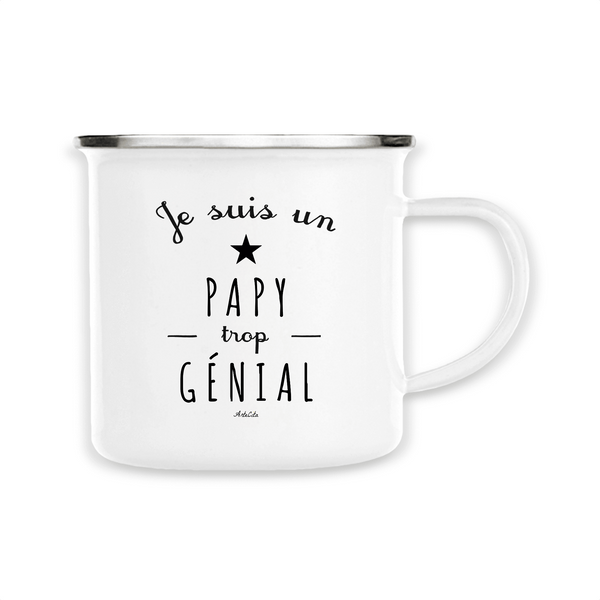 Mug - Un Papy trop Génial - Métal émaillé - Cadeau Original - Cadeau Personnalisable - Cadeaux-Positifs.com -Unique-Blanc-