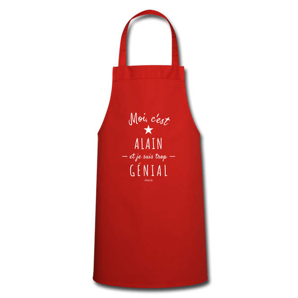 Tablier - Alain est trop Génial - 7 Coloris - Cadeau Original - Cadeau Personnalisable - Cadeaux-Positifs.com -rouge-