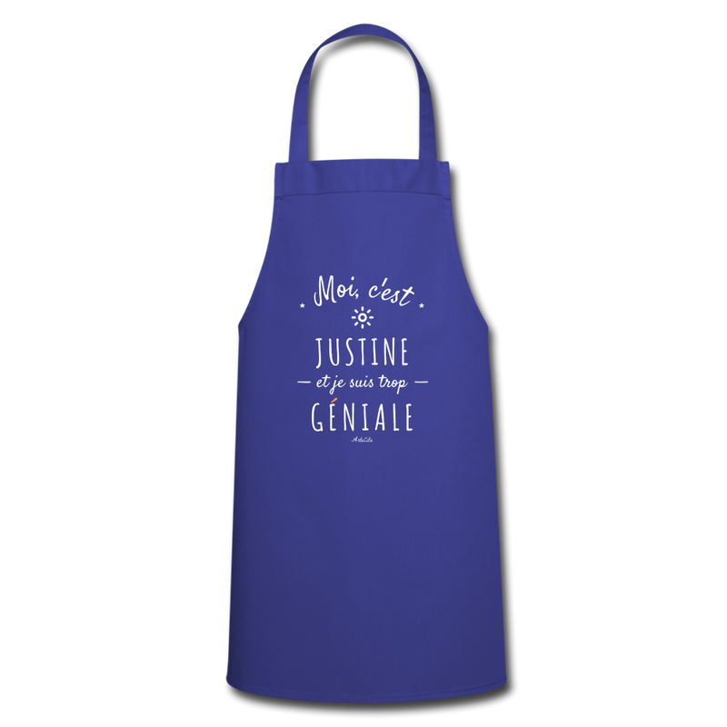 Cadeau anniversaire : Tablier - Justine est trop Géniale - 7 Coloris - Cadeau Original - Cadeau Personnalisable - Cadeaux-Positifs.com -bleu royal-