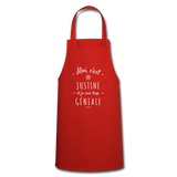 Tablier - Justine est trop Géniale - 7 Coloris - Cadeau Original - Cadeau Personnalisable - Cadeaux-Positifs.com -rouge-