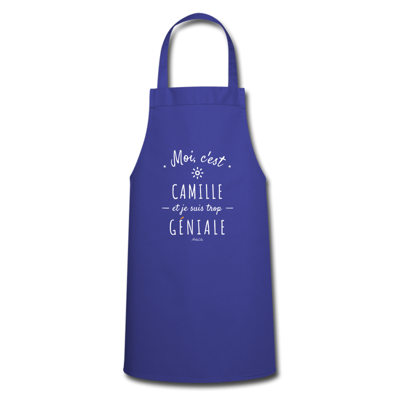 Cadeau anniversaire : Tablier - Camille est trop Géniale - 7 Coloris - Cadeau Original - Cadeau Personnalisable - Cadeaux-Positifs.com -bleu royal-