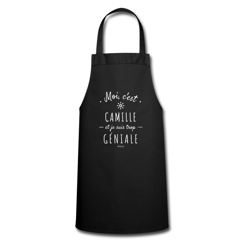 Cadeau anniversaire : Tablier - Camille est trop Géniale - 7 Coloris - Cadeau Original - Cadeau Personnalisable - Cadeaux-Positifs.com -noir-