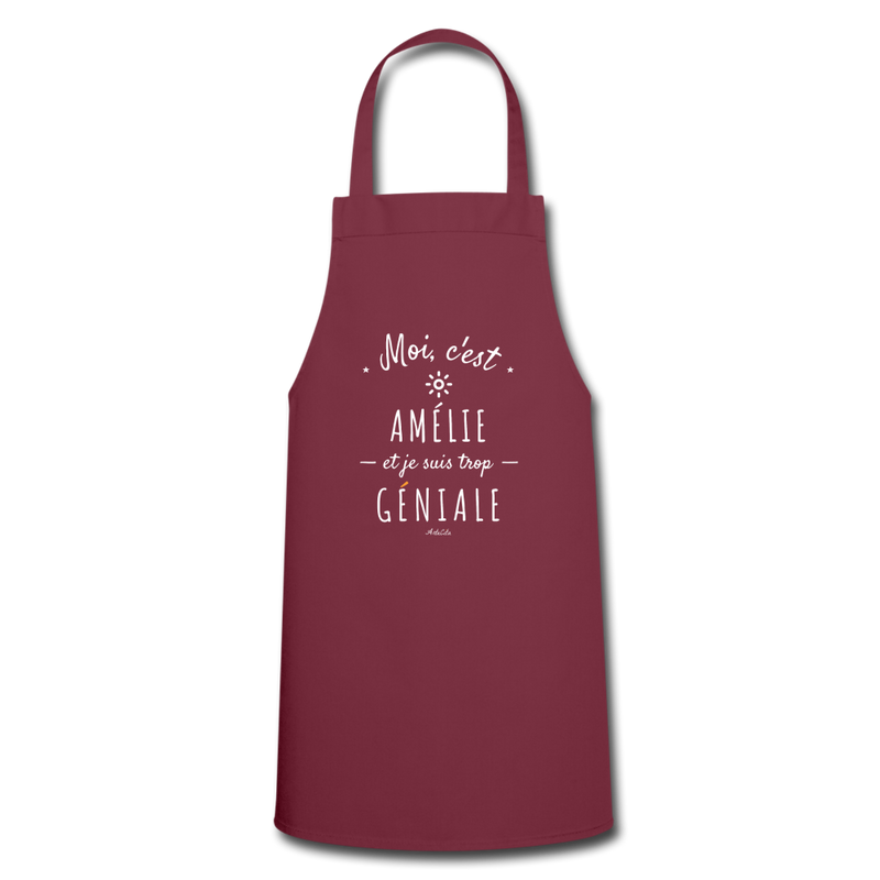 Cadeau anniversaire : Tablier - Amélie est trop Géniale - 7 Coloris - Cadeau Original - Cadeau Personnalisable - Cadeaux-Positifs.com -bordeaux-