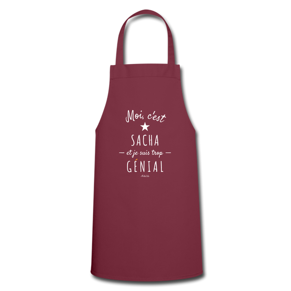 Tablier - Sacha est trop Génial - 7 Coloris - Cadeau Original - Cadeau Personnalisable - Cadeaux-Positifs.com -bordeaux-