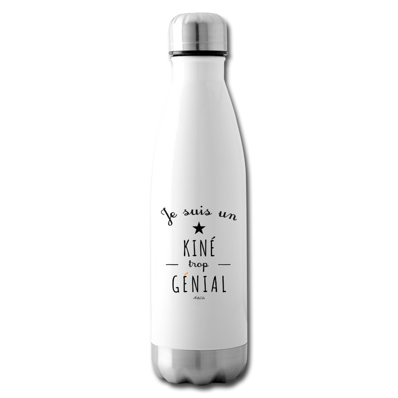 Cadeau anniversaire : Bouteille isotherme - Un Kiné trop Génial - Cadeau Durable - Cadeau Personnalisable - Cadeaux-Positifs.com -blanc-