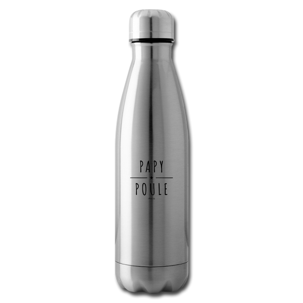 Bouteille isotherme - Papy Poule - Sans BPA - Cadeau Original - Cadeau Personnalisable - Cadeaux-Positifs.com -argent clair-