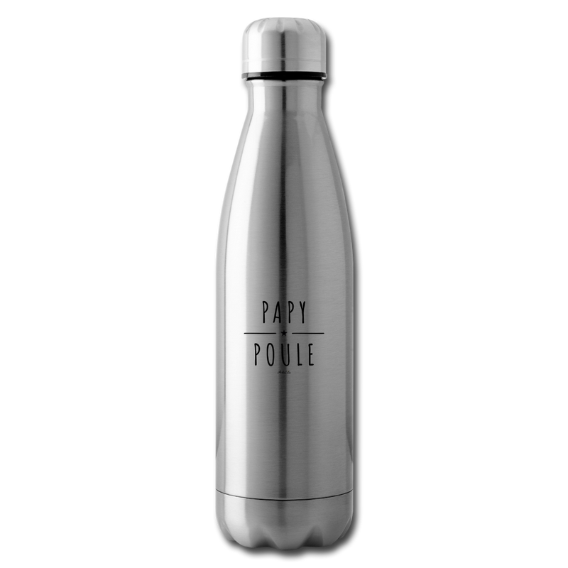 Cadeau anniversaire : Bouteille isotherme - Papy Poule - Sans BPA - Cadeau Original - Cadeau Personnalisable - Cadeaux-Positifs.com -argent clair-