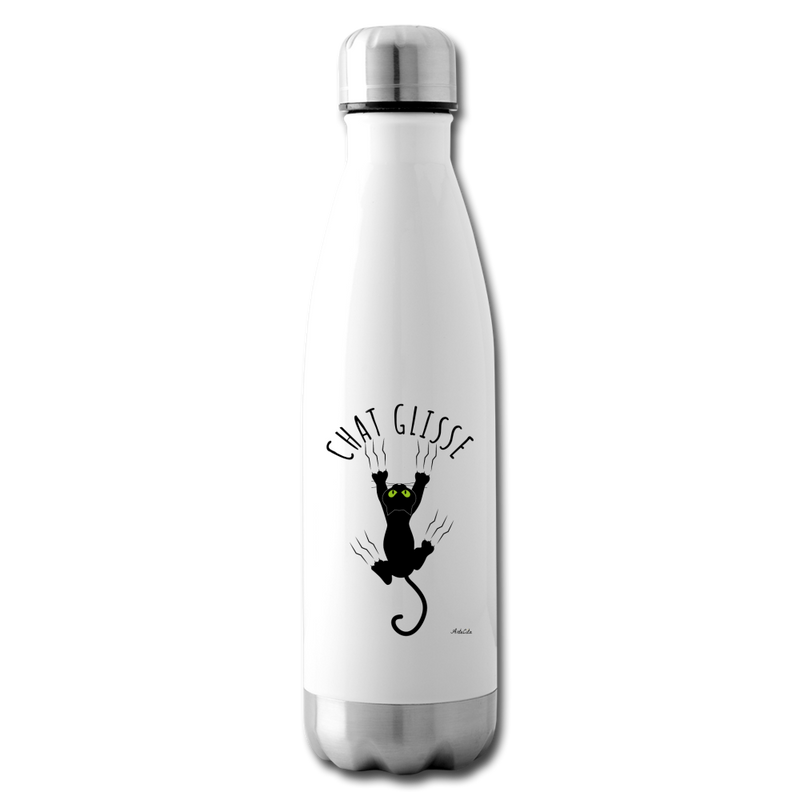 Cadeau anniversaire : Bouteille isotherme - Chat Glisse - Cadeau Original - Cadeau Personnalisable - Cadeaux-Positifs.com -white-