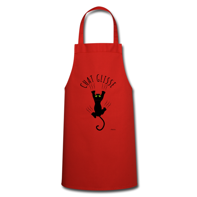 Cadeau anniversaire : Tablier - Chat Glisse - 6 Coloris - Cadeau Original - Cadeau Personnalisable - Cadeaux-Positifs.com -red-