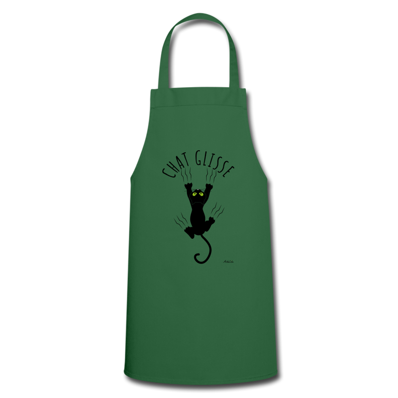 Cadeau anniversaire : Tablier - Chat Glisse - 6 Coloris - Cadeau Original - Cadeau Personnalisable - Cadeaux-Positifs.com -green-