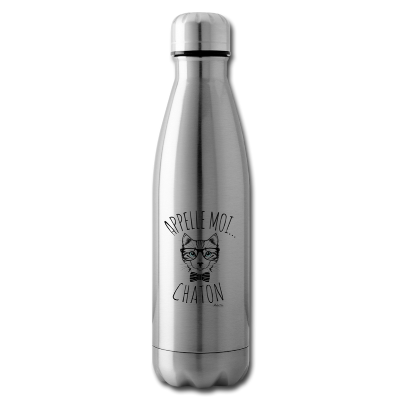 Cadeau anniversaire : Bouteille isotherme - Appelle-moi Chaton - Sans BPA - Cadeau Original - Cadeau Personnalisable - Cadeaux-Positifs.com -silver-