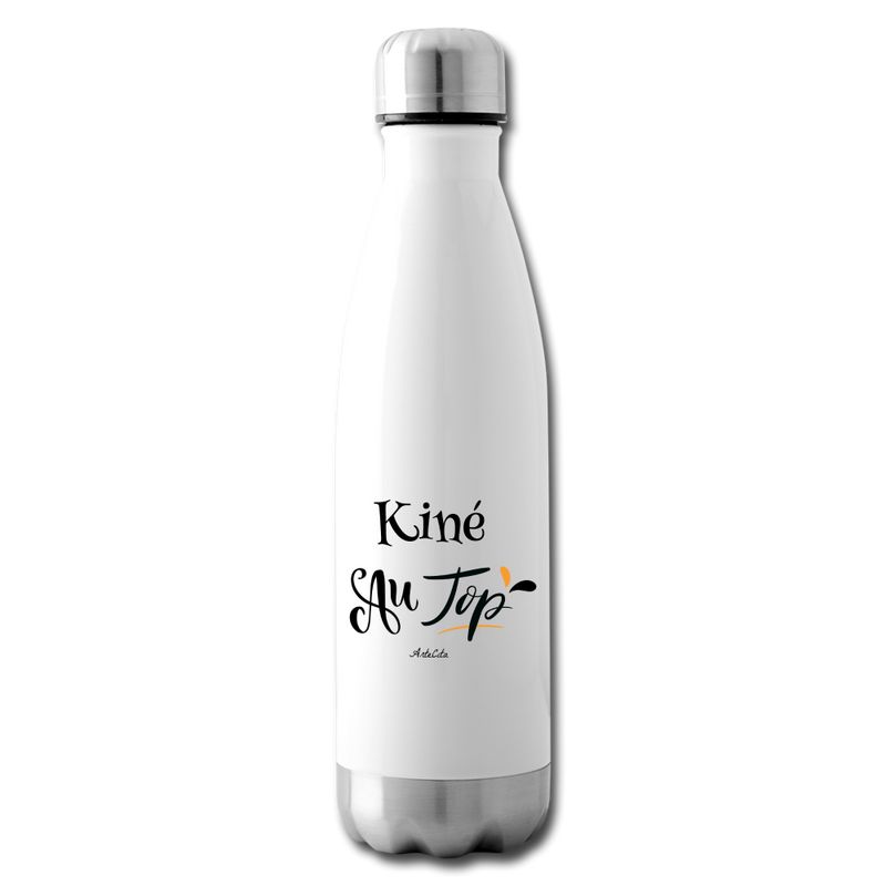 Cadeau anniversaire : Bouteille isotherme - Kiné au Top - Sans BPA - Cadeau Durable - Cadeau Personnalisable - Cadeaux-Positifs.com -blanc-