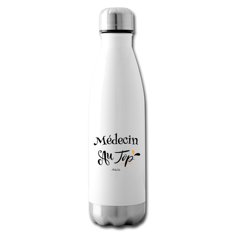 Cadeau anniversaire : Bouteille isotherme - Médecin au Top - Sans BPA - Cadeau Durable - Cadeau Personnalisable - Cadeaux-Positifs.com -blanc-