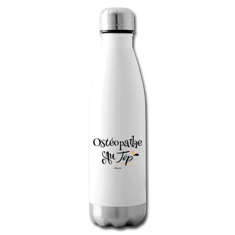 Cadeau anniversaire : Bouteille isotherme - Ostéopathe au Top - Sans BPA - Cadeau Durable - Cadeau Personnalisable - Cadeaux-Positifs.com -blanc-