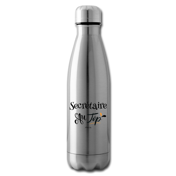 Bouteille isotherme - Secrétaire au Top - Sans BPA - Cadeau Original - Cadeau Personnalisable - Cadeaux-Positifs.com -argent clair-
