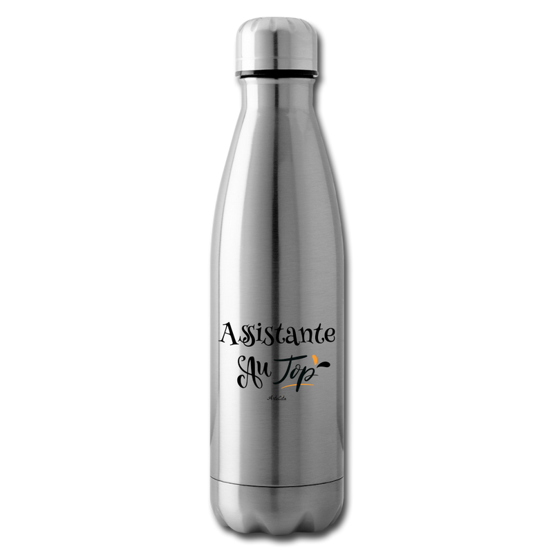 Cadeau anniversaire : Bouteille isotherme - Assistante au Top - Sans BPA - Cadeau Original - Cadeau Personnalisable - Cadeaux-Positifs.com -argent clair-
