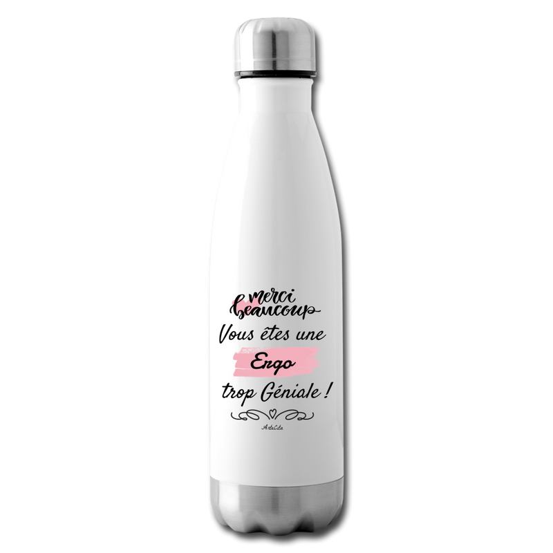 Cadeau anniversaire : Bouteille isotherme - Merci Ergo - Cadeau Original - Cadeau Personnalisable - Cadeaux-Positifs.com -blanc-