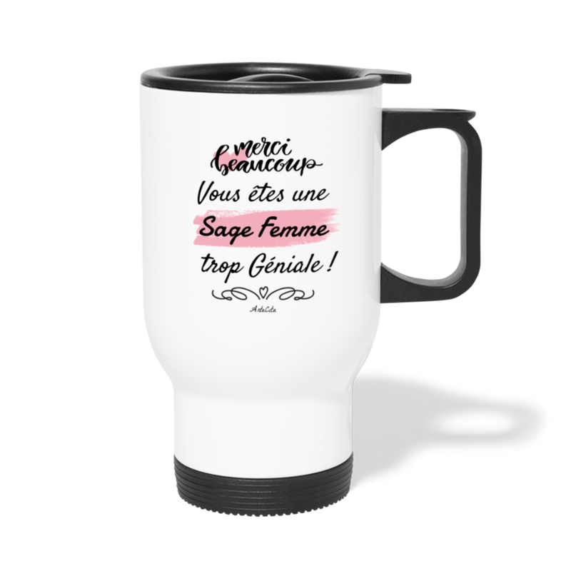 Cadeau anniversaire : Mug isotherme - Merci Sage Femme - Sans BPA - Cadeau Original - Cadeau Personnalisable - Cadeaux-Positifs.com -taille unique-