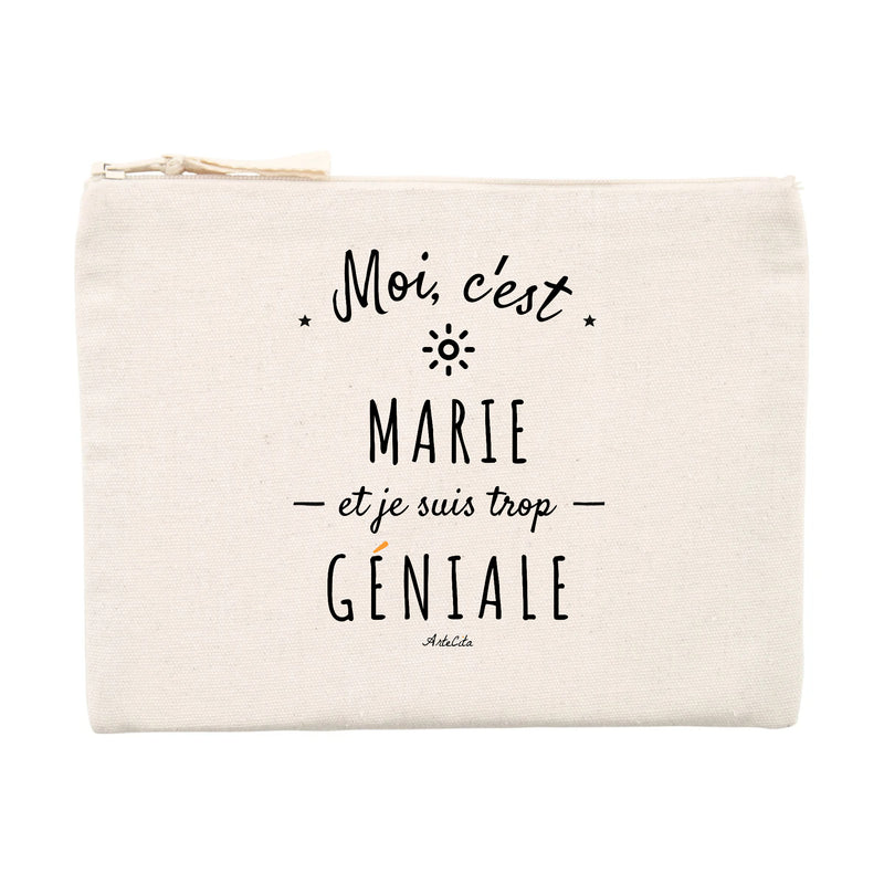 Cadeau anniversaire : Pochette - Marie est trop Géniale - Cadeau Original & Durable - Cadeau Personnalisable - Cadeaux-Positifs.com -Unique-Beige-