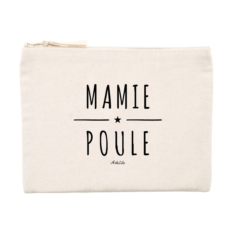Cadeau anniversaire : Pochette - Mamie Poule - 100% Matières Recyclées - Cadeau Original - Cadeau Personnalisable - Cadeaux-Positifs.com -Unique-Beige-