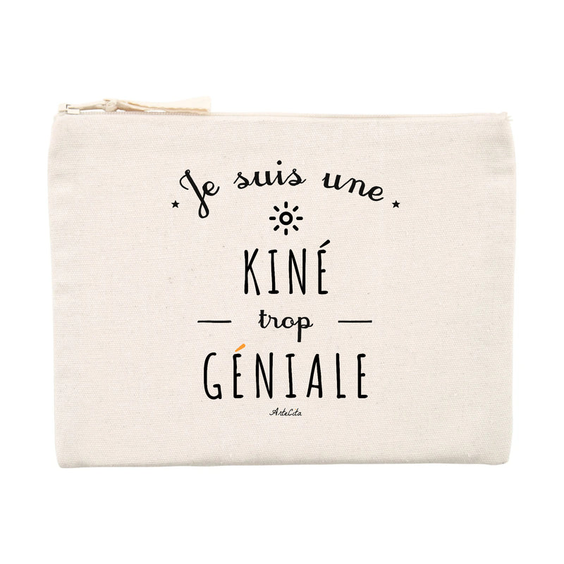 Cadeau anniversaire : Pochette - Une Kiné trop Géniale - Cadeau éco-responsable - Cadeau Personnalisable - Cadeaux-Positifs.com -Unique-Beige-