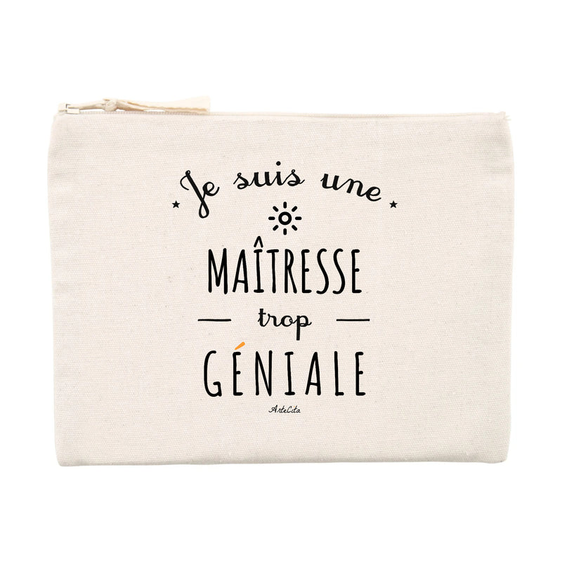 Cadeau anniversaire : Pochette - Une Maîtresse trop Géniale - Cadeau éco-responsable - Cadeau Personnalisable - Cadeaux-Positifs.com -Unique-Beige-