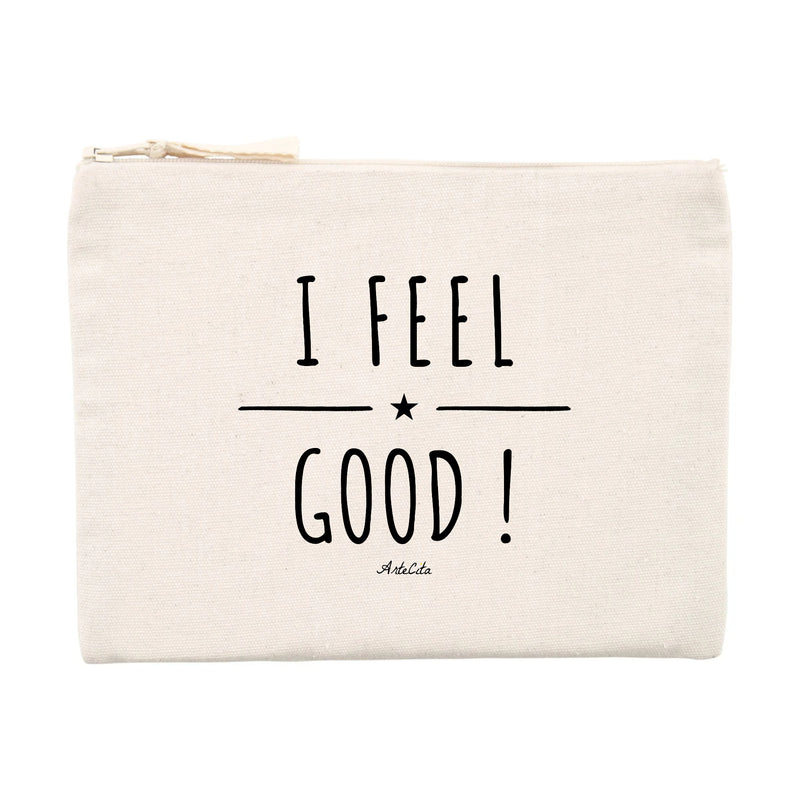 Cadeau anniversaire : Pochette - I Feel Good ! - 100% Matières Recyclées - Cadeau Personnalisable - Cadeaux-Positifs.com -Unique-Beige-