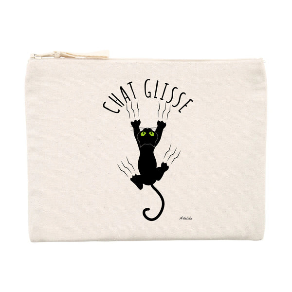 Pochette - Chat Glisse - 100% Matières Recyclées - Cadeau Personnalisable - Cadeaux-Positifs.com -Unique-Beige-