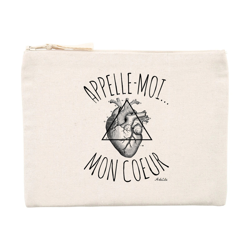 Cadeau anniversaire : Pochette - Appelle-moi mon Coeur - Cadeau Original & Durable - Cadeau Personnalisable - Cadeaux-Positifs.com -Unique-Beige-