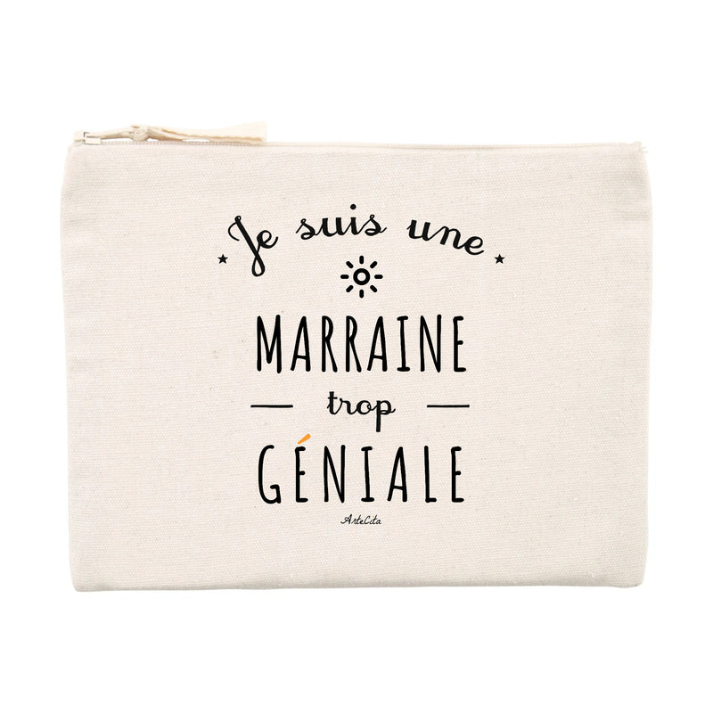 Cadeau anniversaire : Pochette - Une Marraine trop Géniale - Cadeau éco-responsable - Cadeau Personnalisable - Cadeaux-Positifs.com -Unique-Beige-