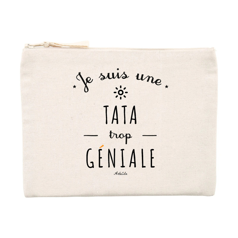 Cadeau anniversaire : Pochette - Une Tata trop Géniale - Cadeau éco-responsable - Cadeau Personnalisable - Cadeaux-Positifs.com -Unique-Beige-