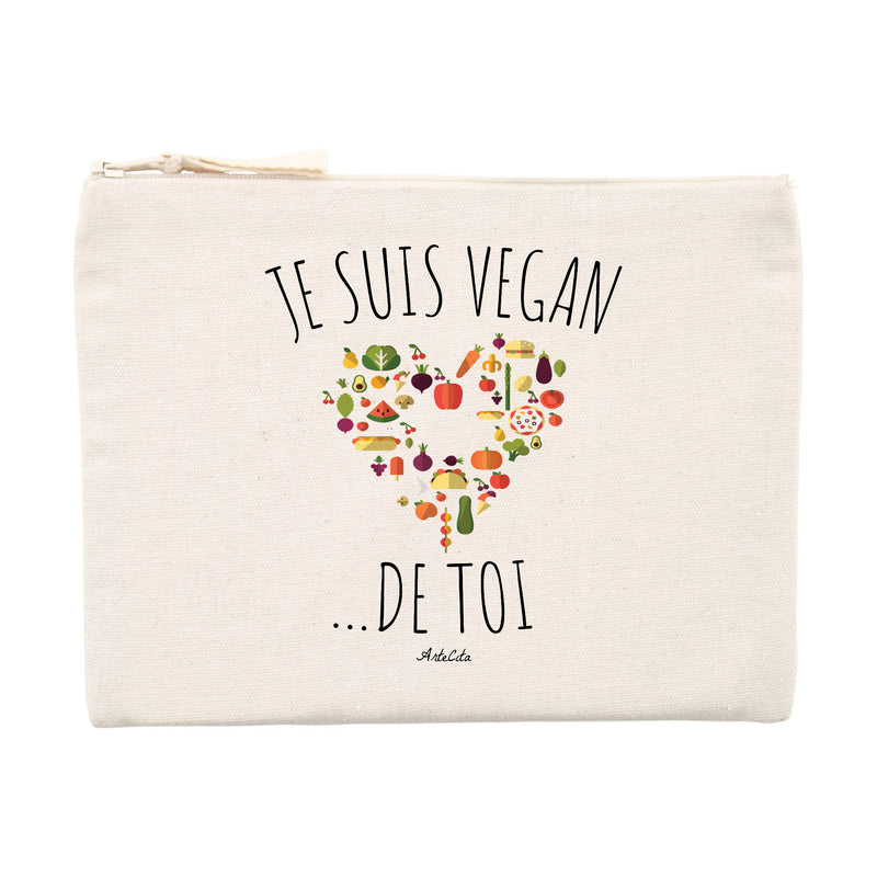 Cadeau anniversaire : Pochette - Je suis Vegan de toi - 100% Matières Recyclées - Cadeau Personnalisable - Cadeaux-Positifs.com -Unique-Beige-