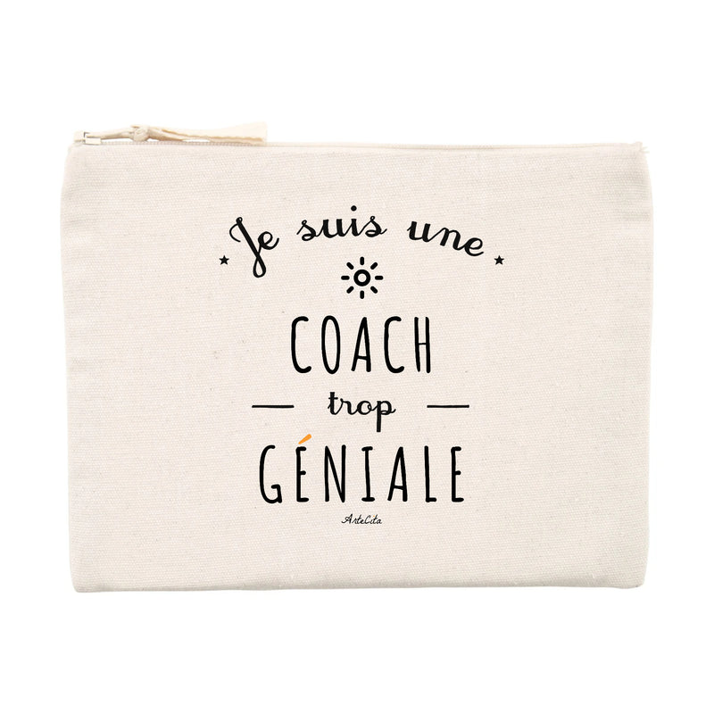 Cadeau anniversaire : Pochette - Une Coach trop Géniale - Cadeau éco-responsable - Cadeau Personnalisable - Cadeaux-Positifs.com -Unique-Beige-