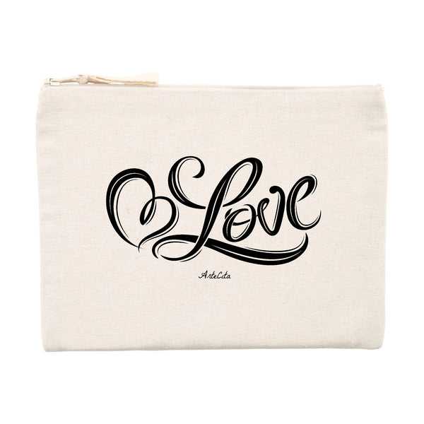 Pochette - Love - 100% Matières Recyclées - Cadeau Personnalisable - Cadeaux-Positifs.com -Unique-Beige-