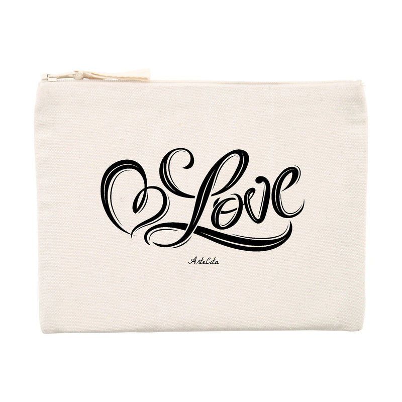 Cadeau anniversaire : Pochette - Love - 100% Matières Recyclées - Cadeau Personnalisable - Cadeaux-Positifs.com -Unique-Beige-